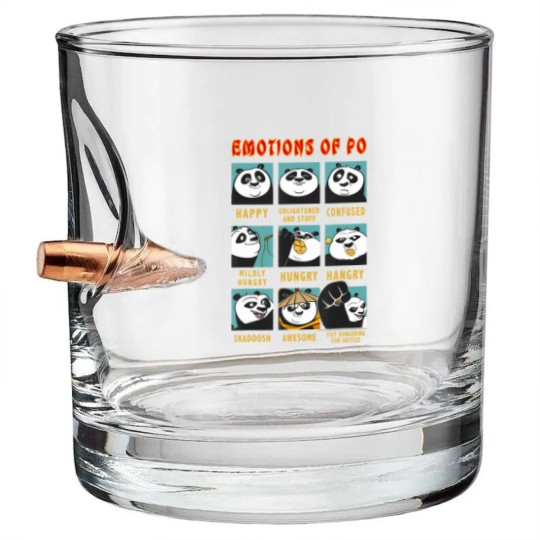 Discover kung fu panda emotions of po portrait grid Bullet Whiskey Glasses