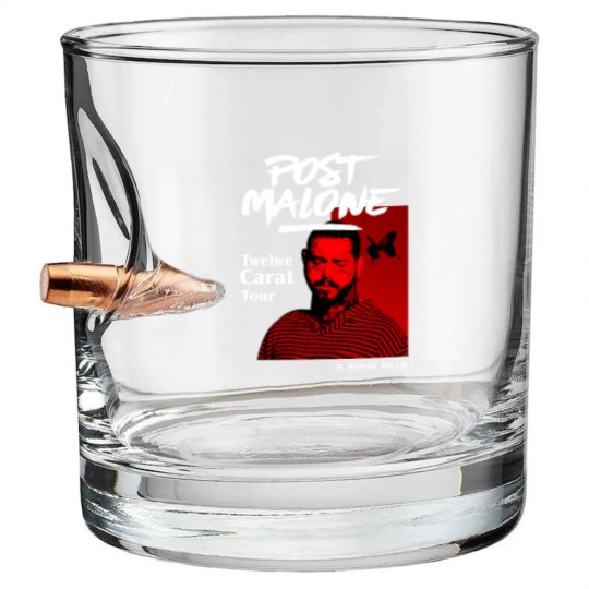 Discover Post Malone Vintage Graphic Bullet Whiskey Glasses, Post Malone Bullet Whiskey Glasses, Post Malone Merch, Post Malone Graphic Bullet Whiskey Glasses