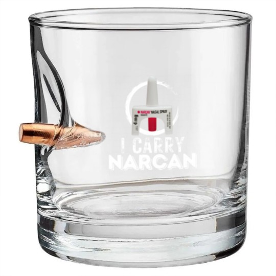 Discover I carry narcan Bullet Whiskey Glasses