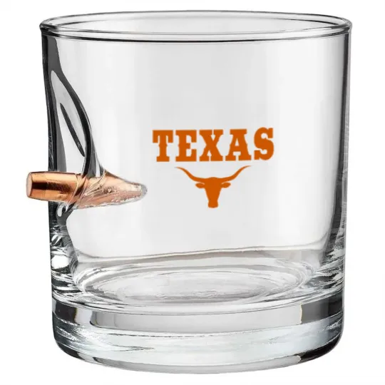 Discover texas tx american longhorn united states font Bullet Whiskey Glasses