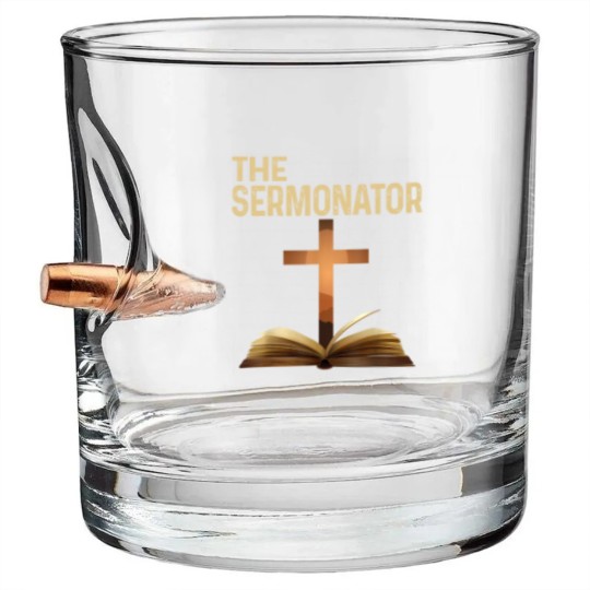 Discover Mens The Sermonator Pastor Appreciation Christian Cross Bullet Whiskey Glasses Bullet Whiskey Glasses