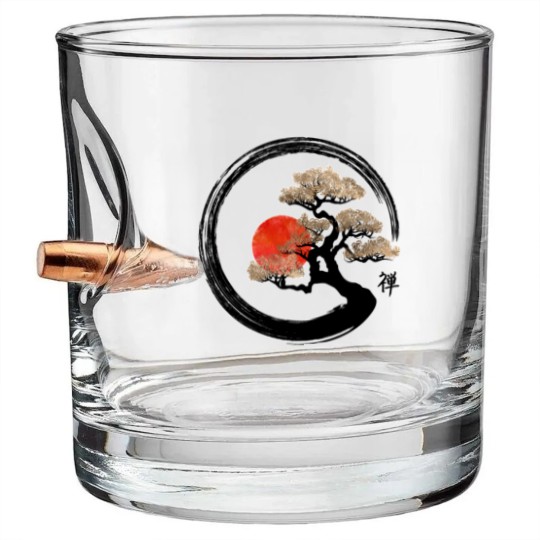 Discover Enso Zen Circle and Bonsai Tree Bullet Whiskey Glasses