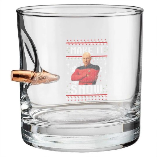 Discover Next Picard Make It Snow Ugly Sweater Christmas Birthday Bullet Whiskey Glasses