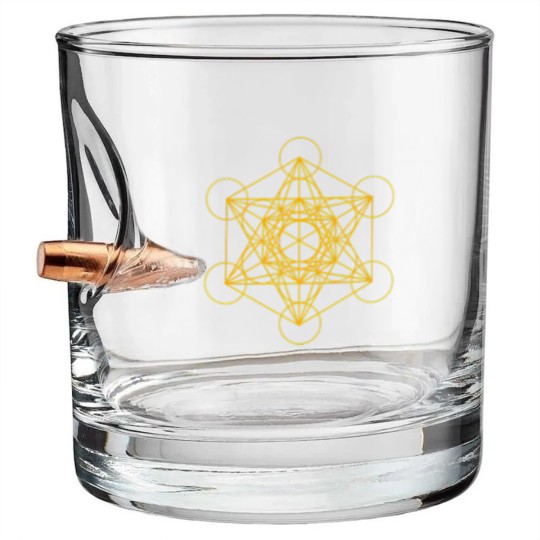 Discover Metatron Cube Gold Bullet Whiskey Glasses