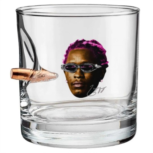 Discover YOUNG THUG Bullet Whiskey Glasses | White Pink Rare Hip Hop Graphic Print