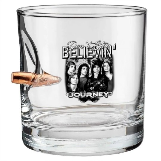 Discover Journey Rock Band 90s Bullet Whiskey Glasses, Bootleg Music Don't Stop Believin' Vintage