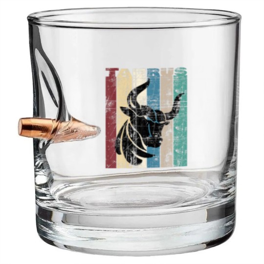 Discover Taurus Vintage Taurus Gift Idea Retro Distressed Bullet Whiskey Glasses