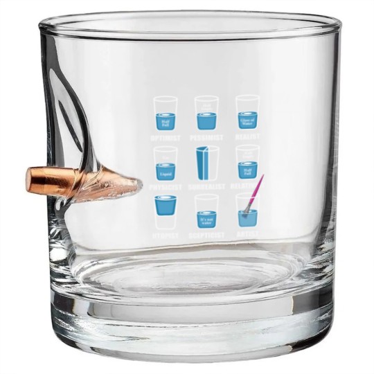 Discover Optimist Pessimist Realist Artist Or Psychologist Bullet Whiskey Glasses