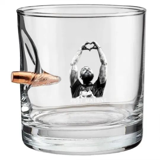 Discover Post Malone Hand Hearts Bullet Whiskey Glasses
