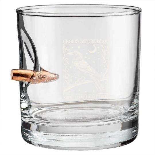 Discover Crows Before Bros Bullet Whiskey Glasses, Funny Halloween Bullet Whiskey Glasses, Punny Crow Bullet Whiskey Glasses