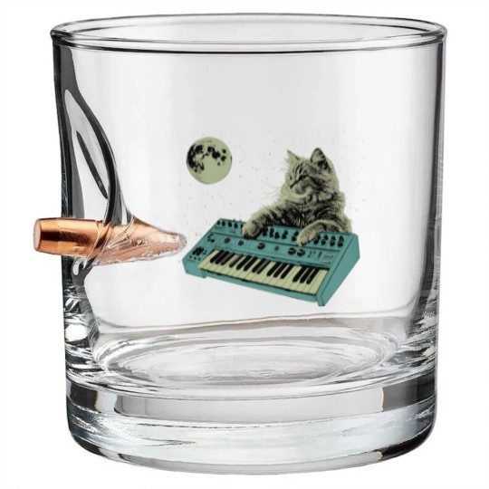 Discover Synthesizer Cat In Space Bullet Whiskey Glasses