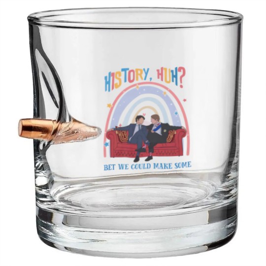 Discover History, Huh? Bullet Whiskey Glasses, Red White and Royal Blue