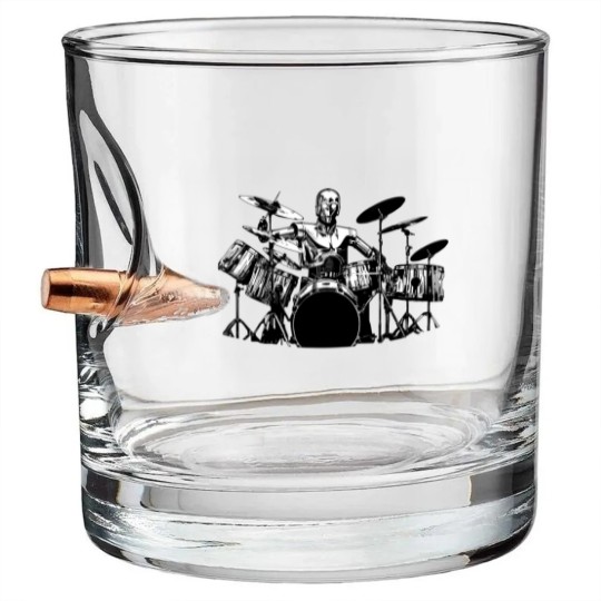 Discover C3PO Drum Bullet Whiskey Glasses Robot Playing Cool Drum Kit Bullet Whiskey Glasses Funny