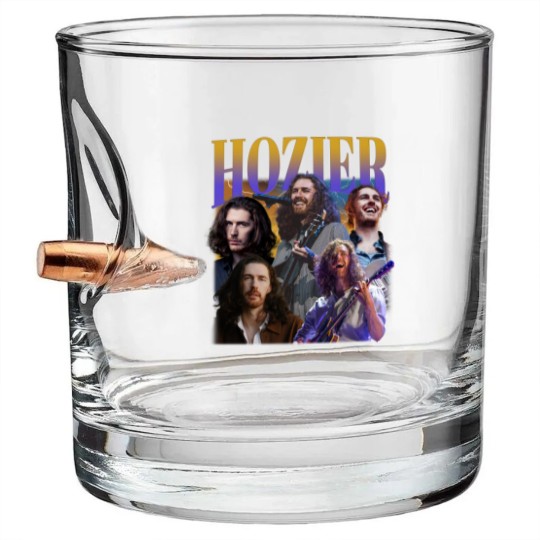 Discover Music Bullet Whiskey Glasses, Hozier Bullet Whiskey Glasses, Classic 90s Graphic Bullet Whiskey Glasses, Unisex, Vintage