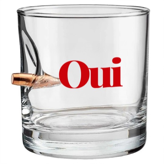Discover Oui Bullet Whiskey Glasses, French slogan Bullet Whiskey Glasses, cute yes Bullet Whiskey Glasses