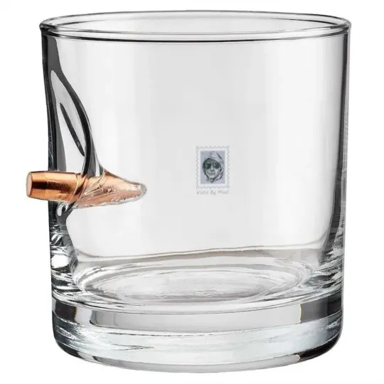 Discover Vote By Mail Bullet Whiskey Glasses | Ted Kaczynski Unabomber Sketch