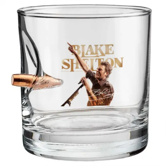 Discover Graphic Black Shelton Bullet Whiskey Glasses, Blake Shelton 2025 Fan Gift, Blake Shelton Tour Merch, Blake Shelton Country Music Fan Bullet Whiskey Glasses