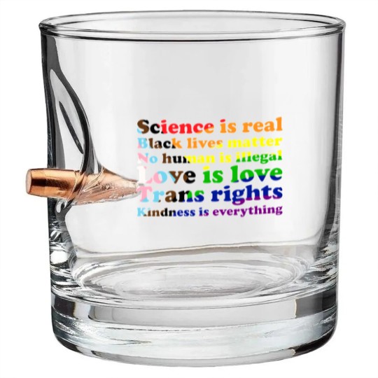 Discover Progress Pride Flag Science is real Black lives matter Love is love Bullet Whiskey Glasses