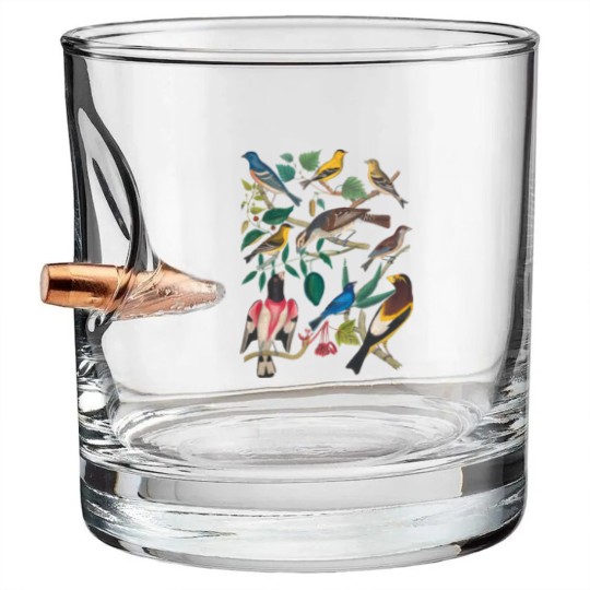 Discover Vintage Botanical Bird, Colorful Birds Short Sleeve Bullet Whiskey Glasses