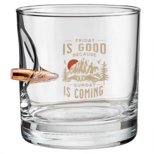 Discover Friday is Good Cause Sunday is Coming Bullet Whiskey Glasses, Christian Bullet Whiskey Glasses