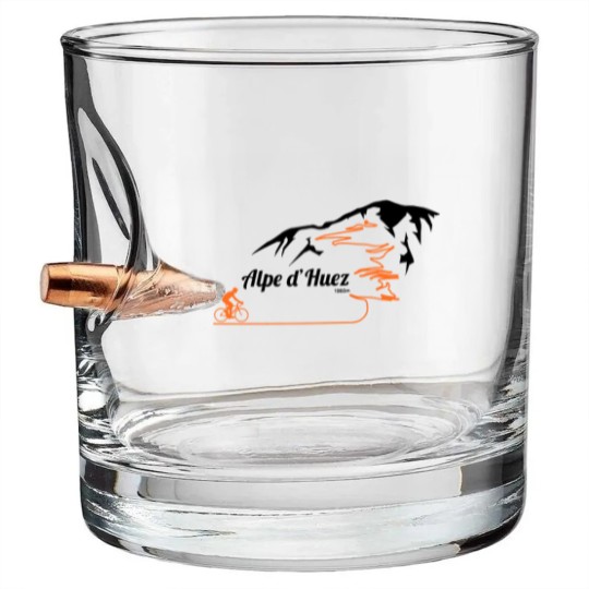 Discover Alpe d'Huez Cycling Print Socks Bullet Whiskey Glasses