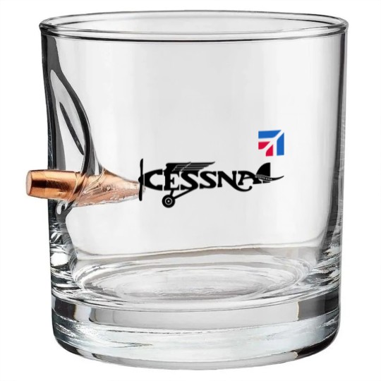 Discover Cessna Aircraft Aviation Airplane House Flags Bullet Whiskey Glasses