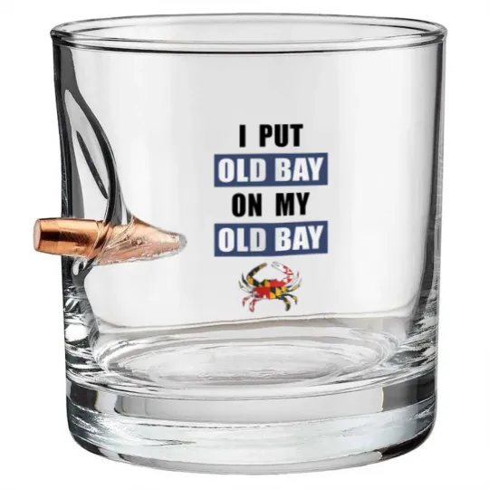 Discover Old Bay Maryland Crab Flag Comfort Bullet Whiskey Glasses, Old Bay Crab Bullet Whiskey Glasses