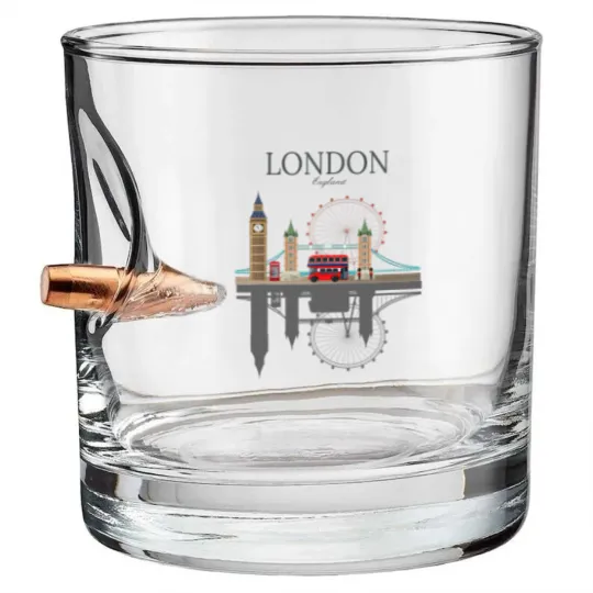Discover London Souvenir City Vintage British UK Bullet Whiskey Glasses