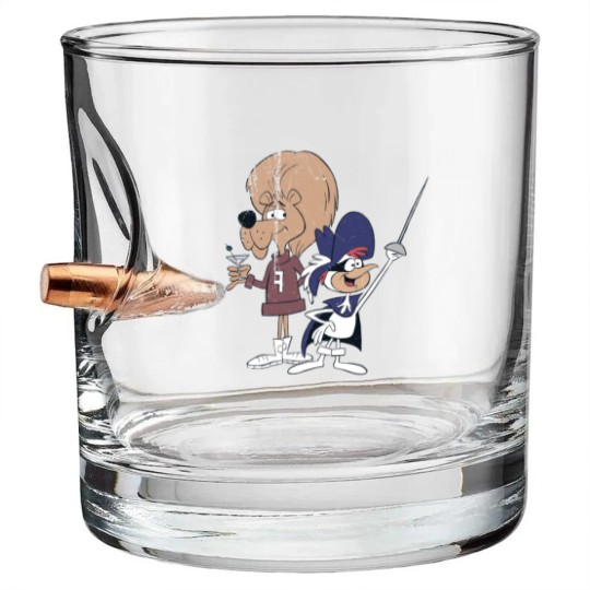 Discover Distressed Vintage Super Chicken and Fred - Cartoons - Bullet Whiskey Glasses