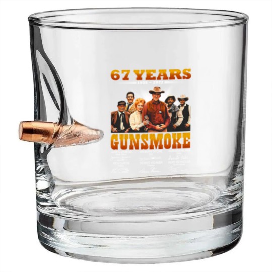 Discover Gunsmoke 68th Anniversary 1955-2023 Signatures Bullet Whiskey Glasses