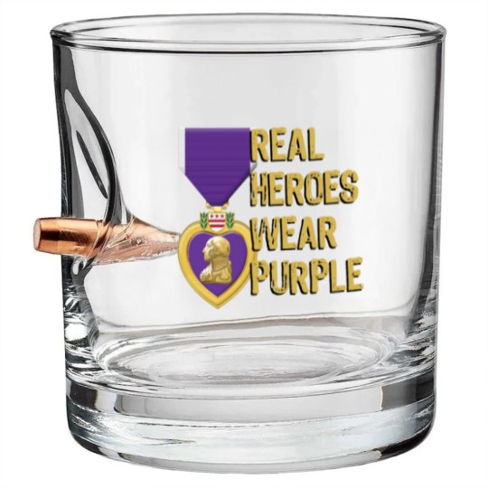 Discover Purple Heart Military Real Heroes Wear Purple Bullet Whiskey Glasses