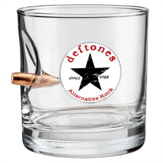 Discover Deftone logo star white pony rock band Men's Unisex Bullet Whiskey Glasses