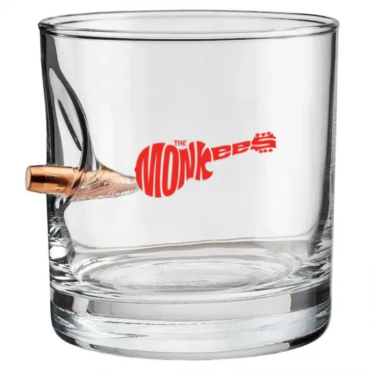 Discover The Monkees Classic Red Guitar Logo White Bullet Whiskey Glasses