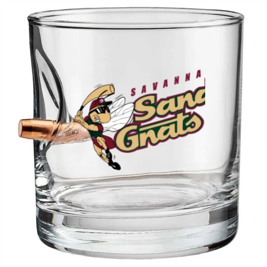 Discover Savannah Sand Gnats vintage defunct baseball team emblem Bullet Whiskey Glasses