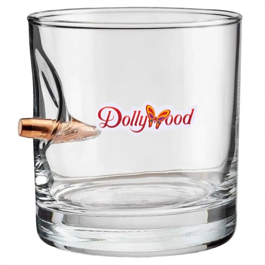 Discover Dollywoods logo Bullet Whiskey Glasses