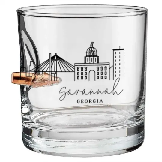 Discover Savannah Bullet Whiskey Glasses, Georgia Bullet Whiskey Glasses, Savannah GA Bullet Whiskey Glasses