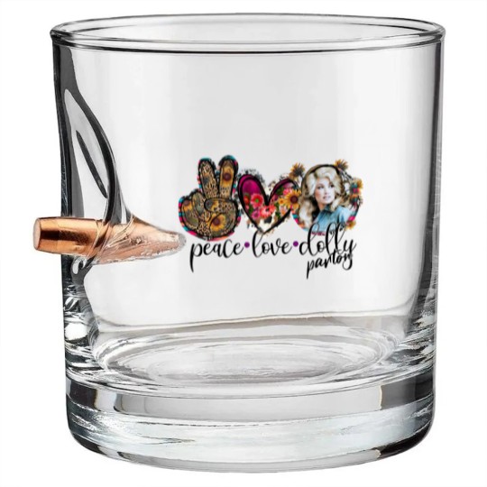 Discover Love Peace & Dolly Parton Unisex Jersey Short Sleeve Bullet Whiskey Glasses