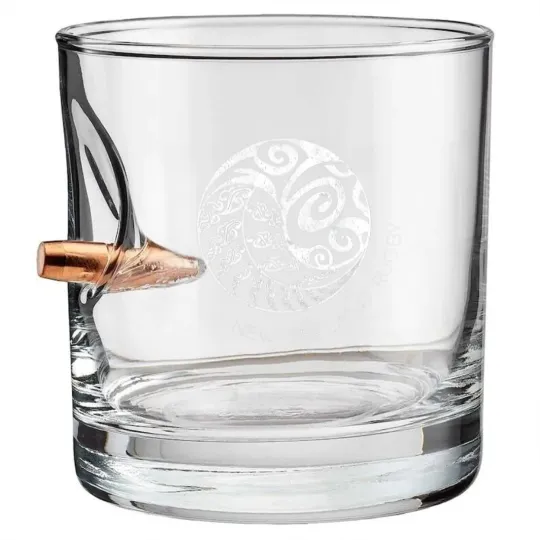 Discover New Zealand Rugby T Maori Inspired Kiwi Silver Fern Bullet Whiskey Glasses