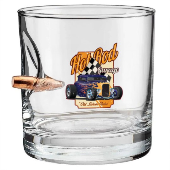 Discover Hot Rod Garage Old School Rules Bullet Whiskey Glasses