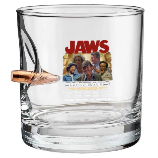 Discover Jaws 1975 Movie Anniversary Bullet Whiskey Glasses, Jaws 50th Years Anniversary Bullet Whiskey Glasses