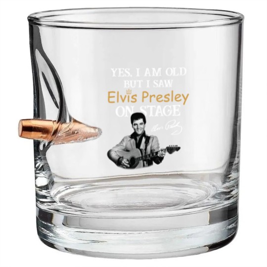 Discover Elvis Presley Bullet Whiskey Glasses, Yes I Am Old But I Saw Elvis Presley On Stage Bullet Whiskey Glasses, King Of Music Bullet Whiskey Glasses