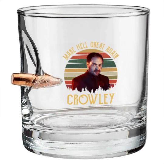 Discover Make Hell Great Again Crowley Vintage Bullet Whiskey Glasses, Supernatural Bullet Whiskey Glasses