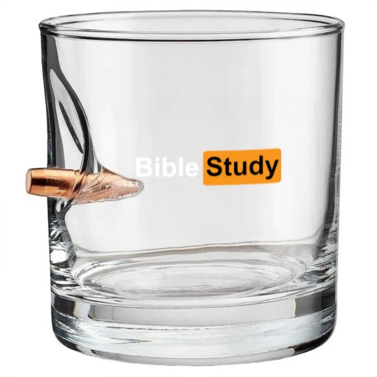 Discover Bible Study Hub Logo Funny Sarcastic Adult Humor Bullet Whiskey Glasses