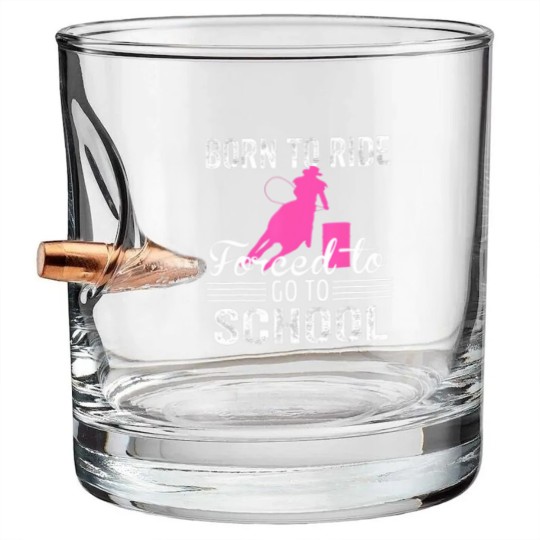 Discover Born Ride Horse Forced To Go To School Funny Barre Bullet Whiskey Glasses