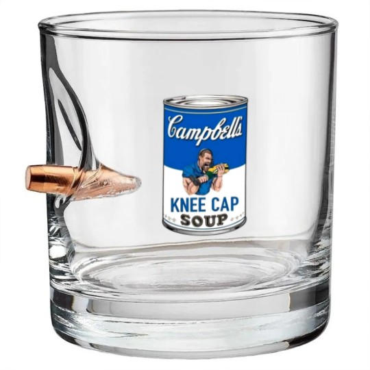 Discover Campbell's Kneecap Soup Graphic Bullet Whiskey Glasses, Dan Campbell's Kneecap Soup Graphic