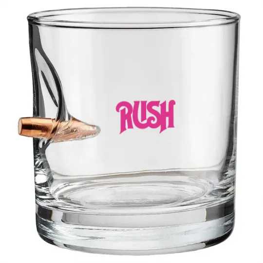 Discover rush, rush logo, rush merch, rush band, rush rock band, rush officials Bullet Whiskey Glasses