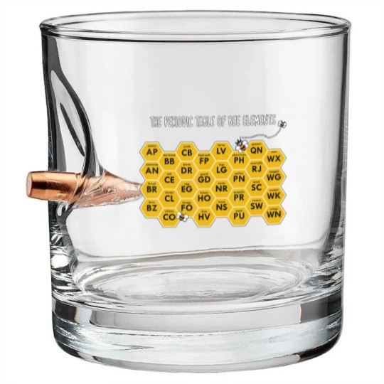 Discover The Periodic Table of Bee Elements Funny Beekeeper Bullet Whiskey Glasses
