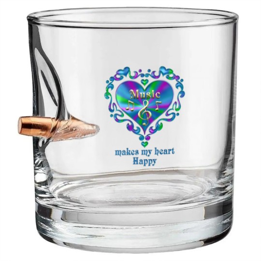 Discover Music Makes My Heart Happy Bullet Whiskey Glasses