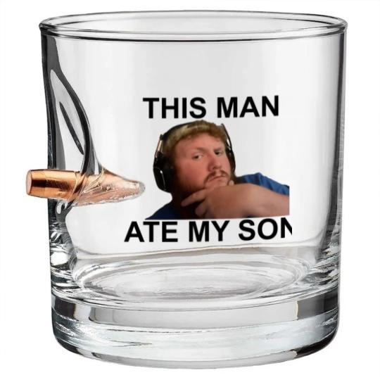 Discover Caseoh This man ate my son funny meme Bullet Whiskey Glasses