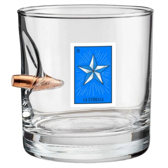 Discover Mexican Loteria 35 La Estrella The Star - Loteria - Bullet Whiskey Glasses